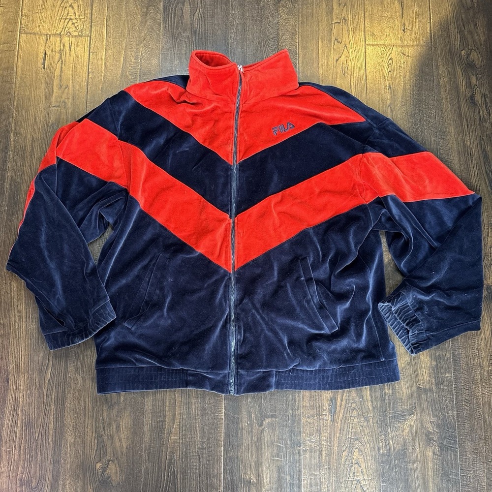 Vintage FILA Velour Track Jacket Men's XL‎ | 46 Zip Up Retro Streetwear 90s